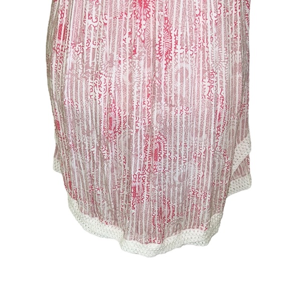 Poupette St Barth Sasha Pink Floral Fringe Crochet Pintuck Babydoll Dress  XS - Picture 11 of 16